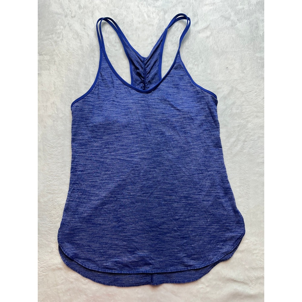 Lululemon Blue Space Dye Ruch Racerback Top Double Strap Heathered Size 2/4-156